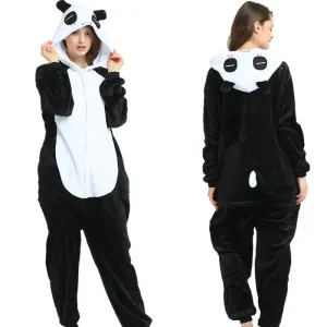 Kids and Adult Family Matching One Piece Panda Costumes Cosy Homewear Cartoon Pajamas