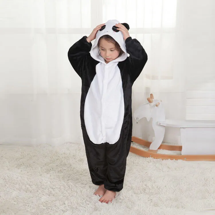 Kids and Adult Family Matching One Piece Panda Costumes Cosy Homewear Cartoon Pajamas