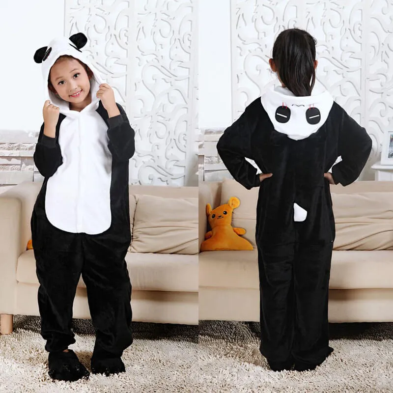 Kids and Adult Family Matching One Piece Panda Costumes Cosy Homewear Cartoon Pajamas