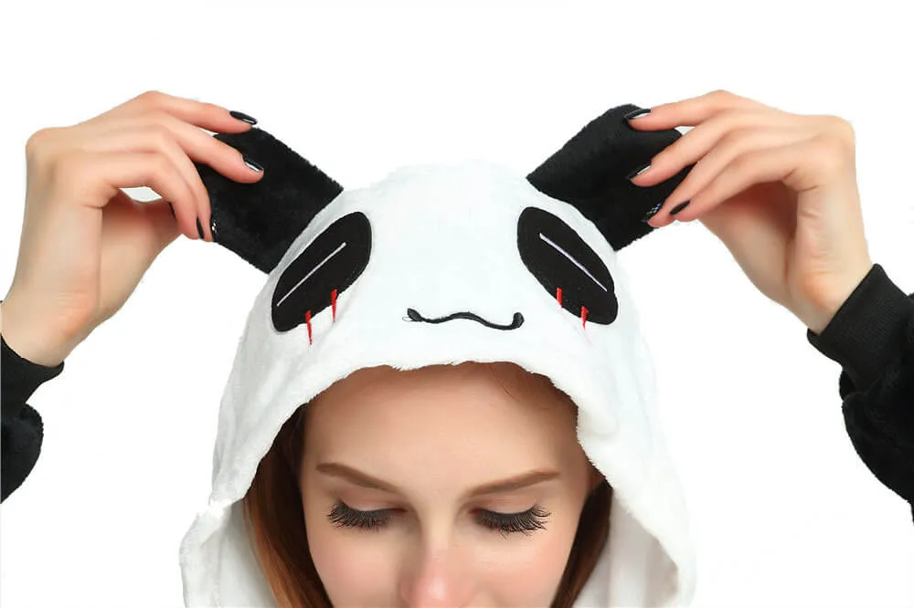 Kids and Adult Family Matching One Piece Panda Costumes Cosy Homewear Cartoon Pajamas