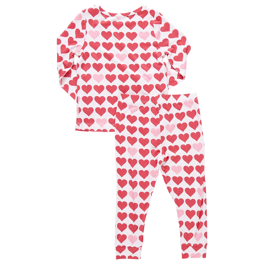 Kids Bamboo PJ Set - Tiny Hearts