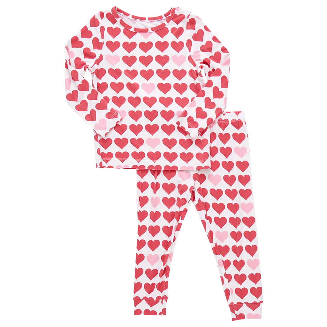 Kids Bamboo PJ Set - Tiny Hearts