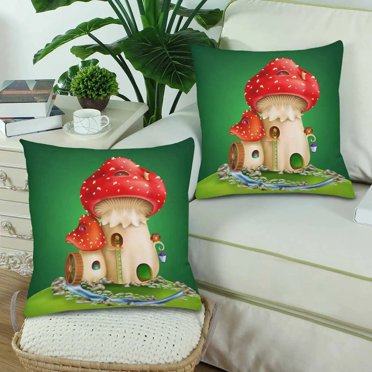 Kids Cartoon themed Pillow Cases printed with  Cartoon magic mushroom