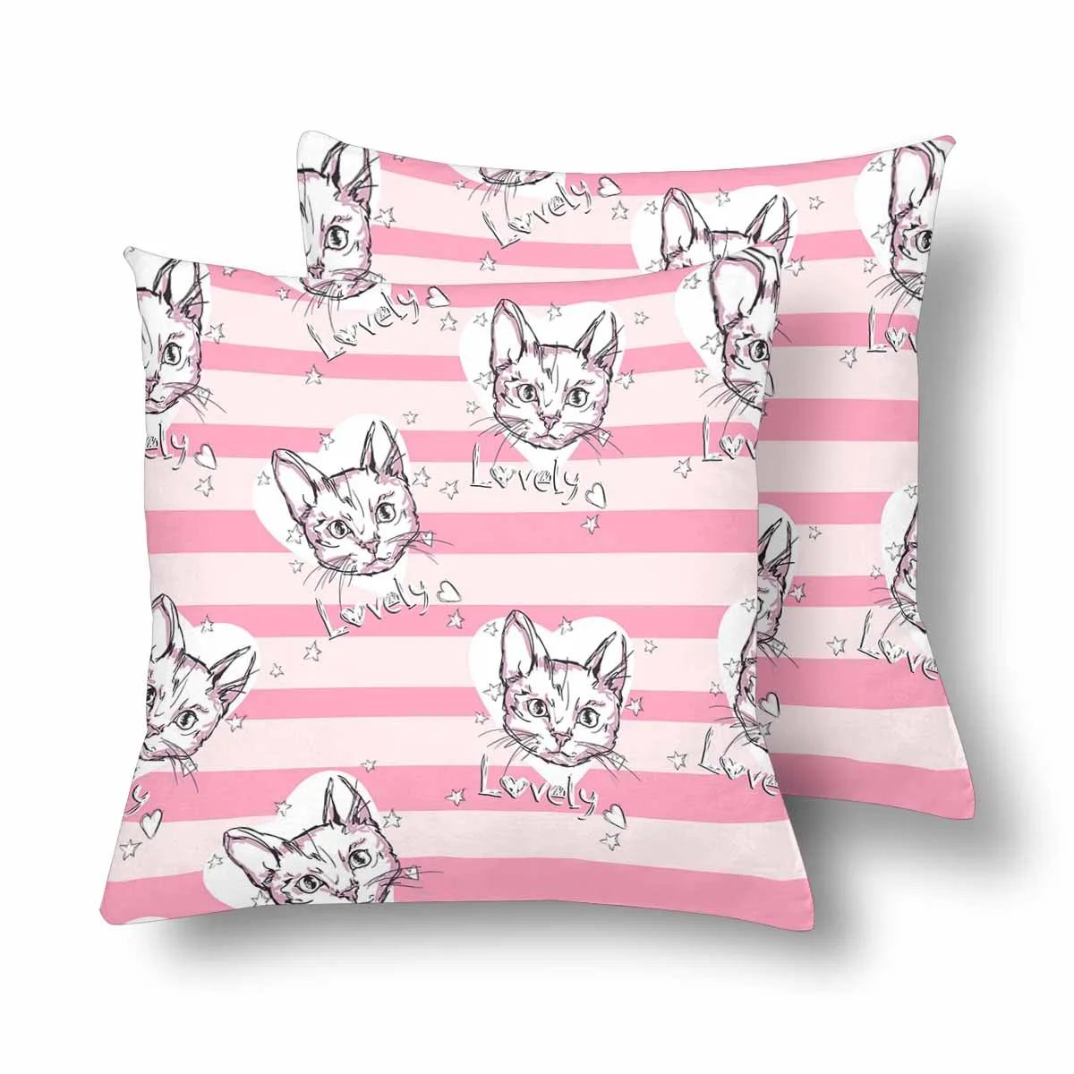 Kids Cartoon themed Pillow Cases printed with  cats sketch