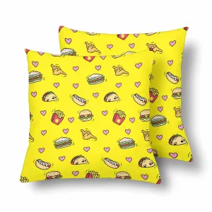 Kids Cartoon themed Pillow Cases printed with  Fast food background