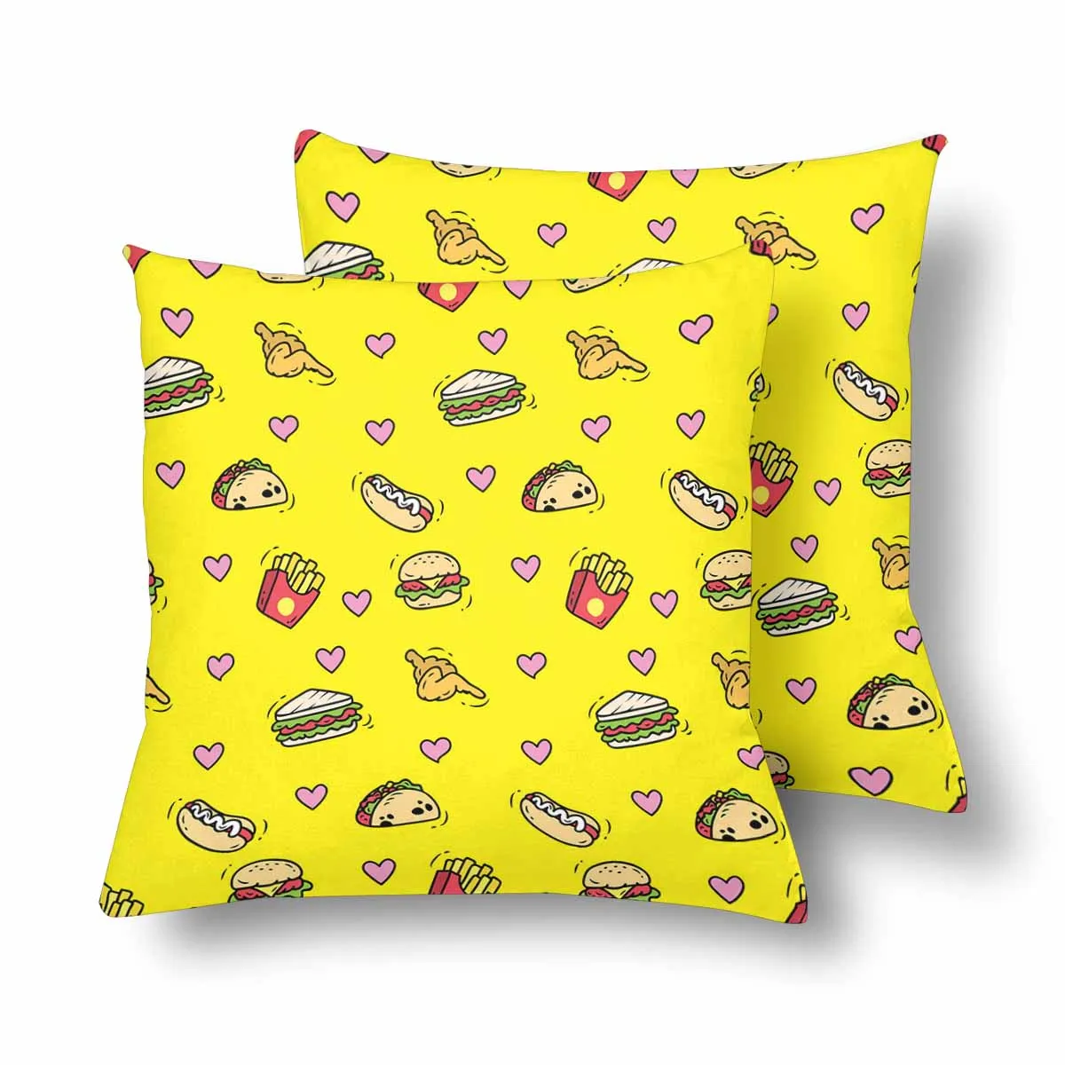 Kids Cartoon themed Pillow Cases printed with  Fast food background