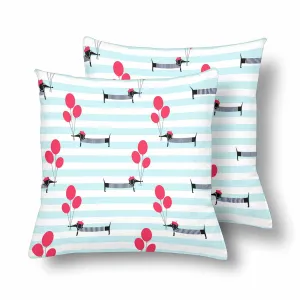 Kids Cartoon themed Pillow Cases printed with  French style dog holding balloons
