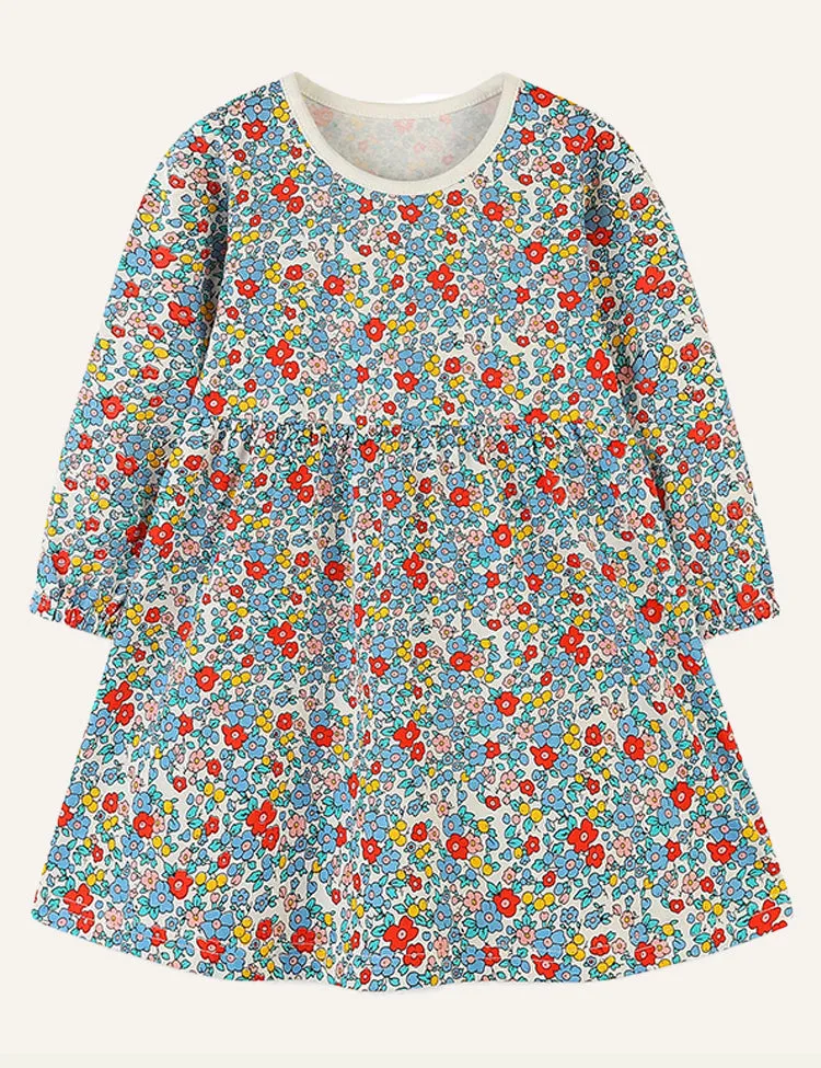 Kids Full Print Long Sleeve Princess Dress