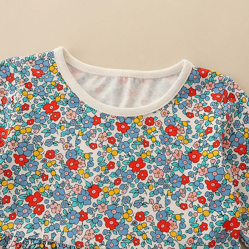 Kids Full Print Long Sleeve Princess Dress
