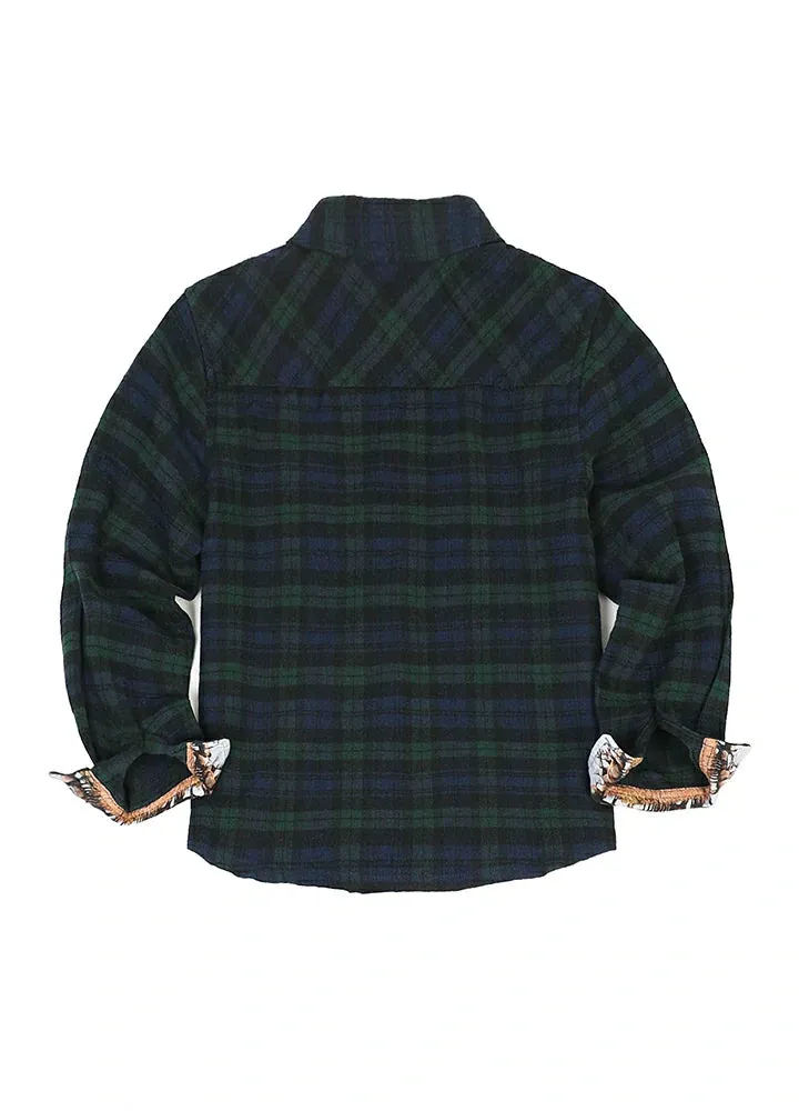 Kids Wildlife Adventure Flannel Plaid Shirt
