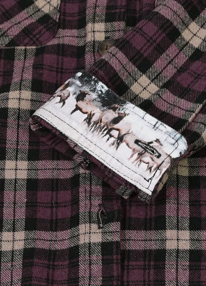 Kids Wildlife Adventure Flannel Plaid Shirt