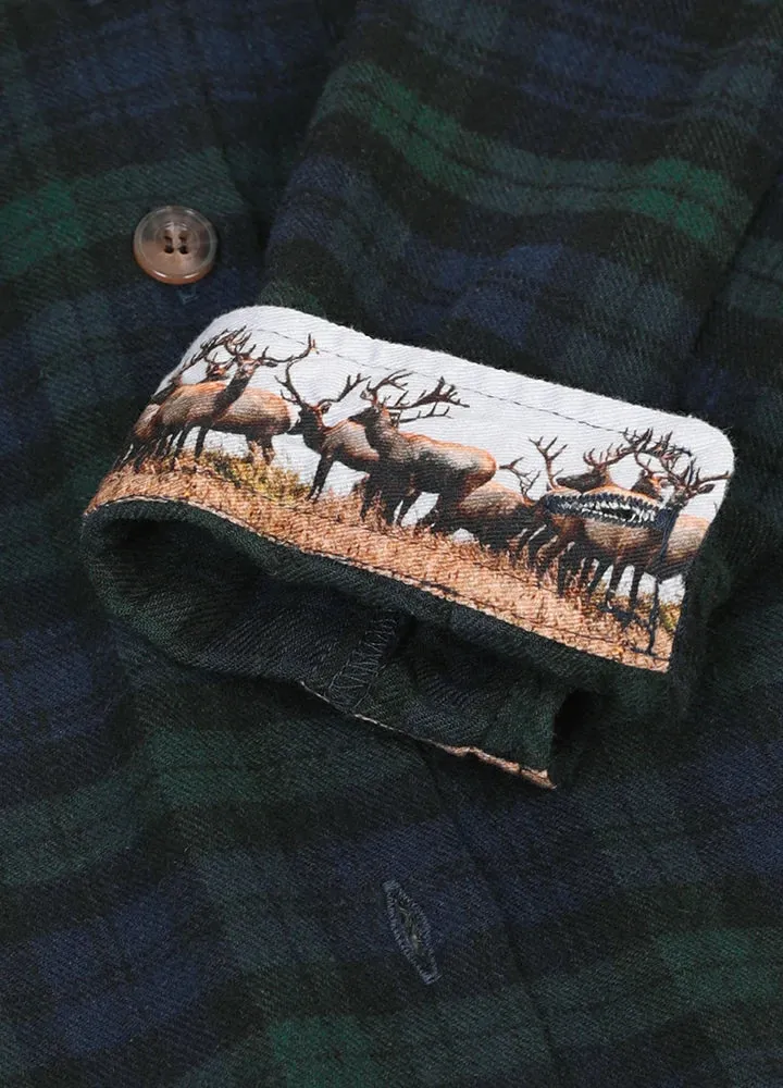 Kids Wildlife Adventure Flannel Plaid Shirt