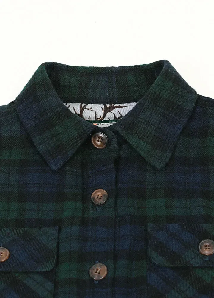 Kids Wildlife Adventure Flannel Plaid Shirt
