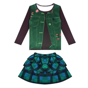 Kids Zombies Zoey Cosplay Suit Tops and Skirt Full Set for Girls Fancy Outfits
