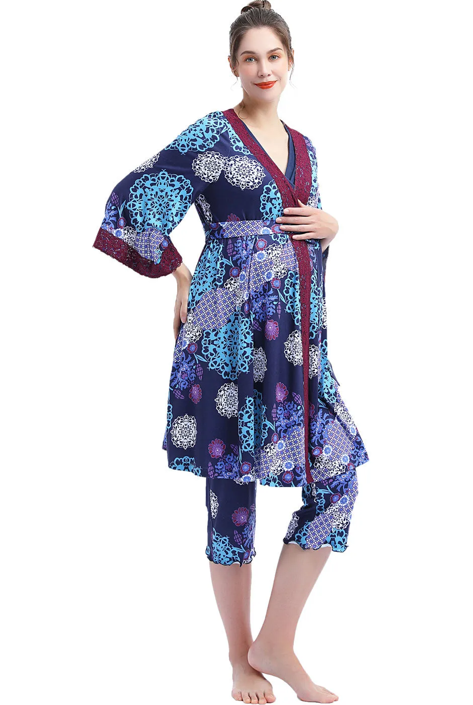 Kimi   Kai Maternity "Natalie" Nursing Pajamas & Robe Set