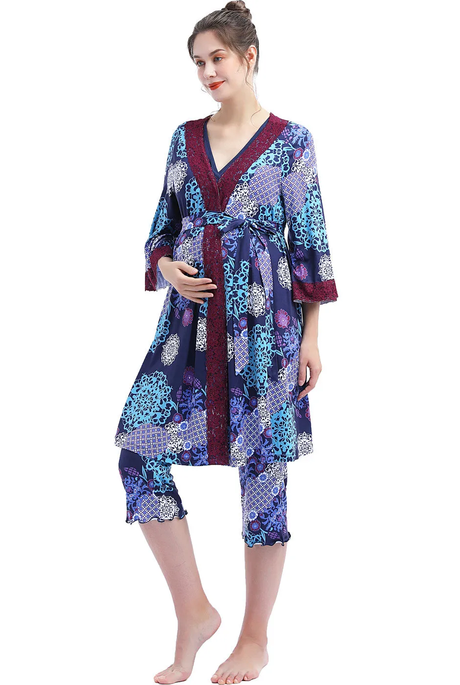 Kimi   Kai Maternity "Natalie" Nursing Pajamas & Robe Set
