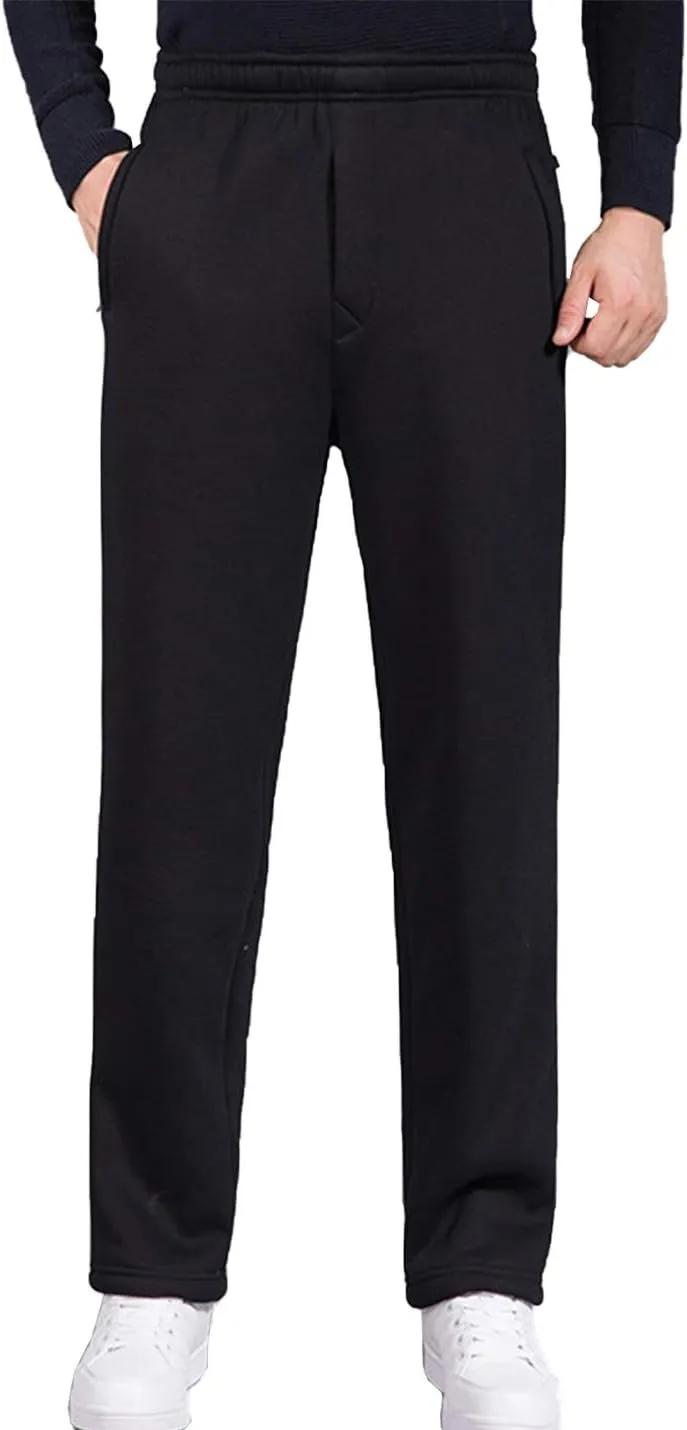 Kissonic Men's Casual Winter Fleece Sweatpants Warm Sherpa Lined Active Joggers Pants
