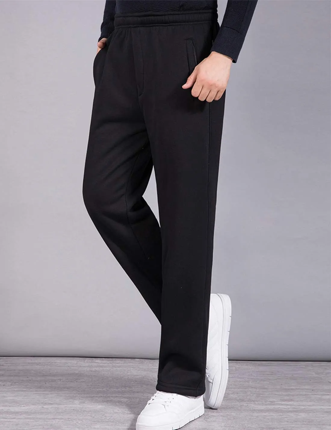 Kissonic Men's Casual Winter Fleece Sweatpants Warm Sherpa Lined Active Joggers Pants