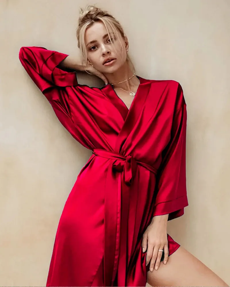 Knee-Length Silk Robe