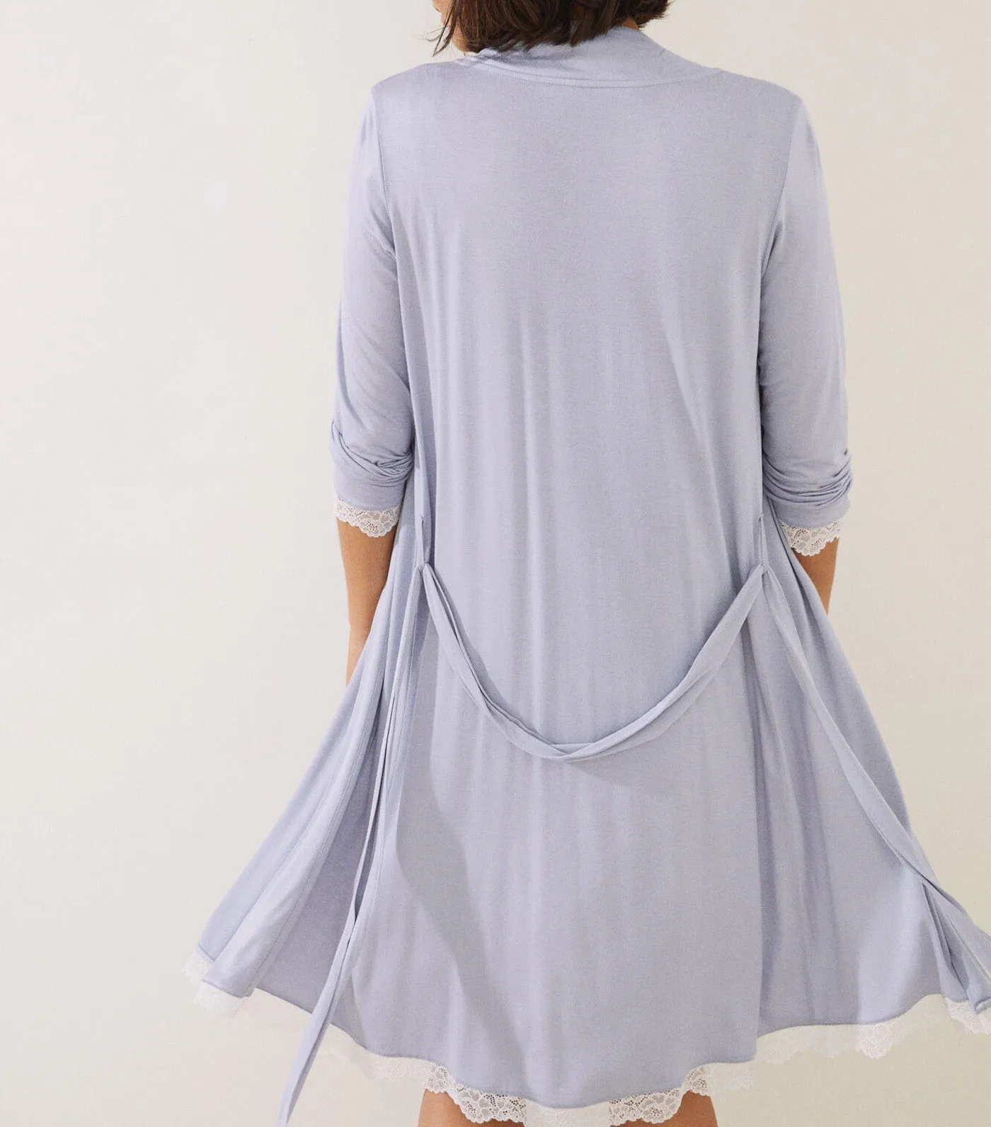 Lace Midi Robe Light Gray