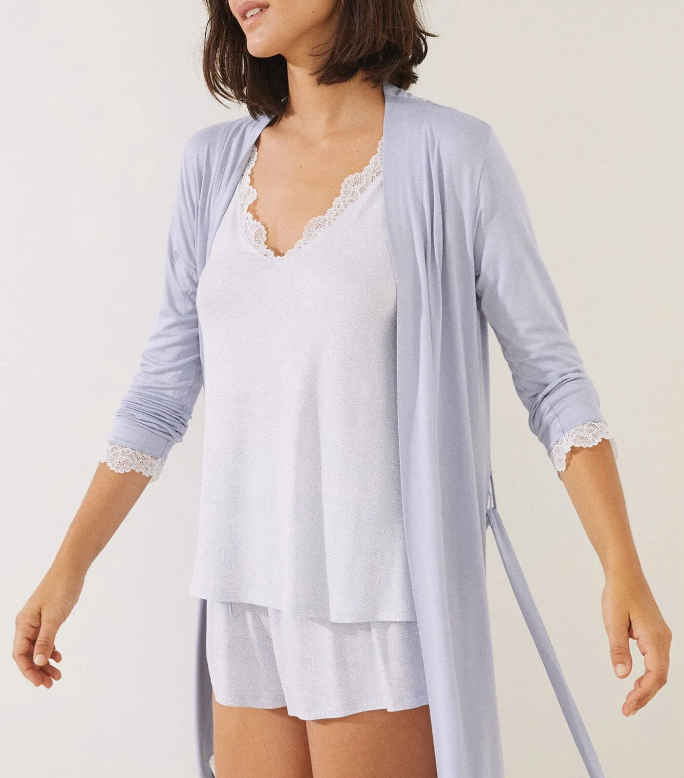 Lace Midi Robe Light Gray