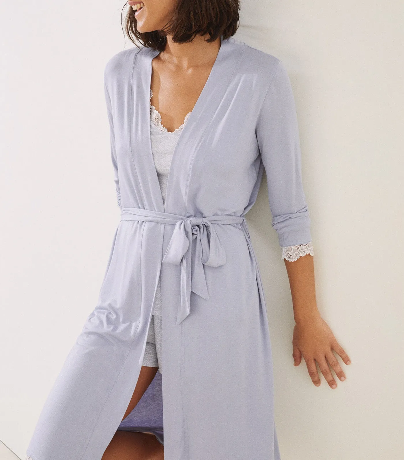 Lace Midi Robe Light Gray