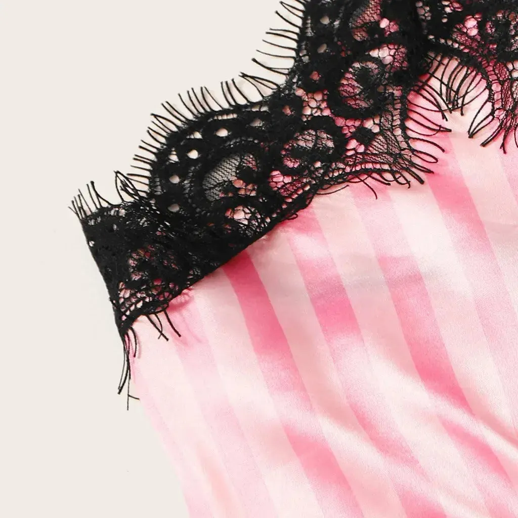 Lace Satin Silk Pajamas Set