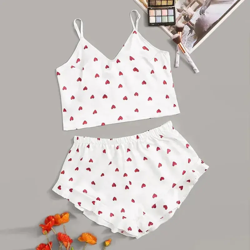 Lace Satin Silk Pajamas Set
