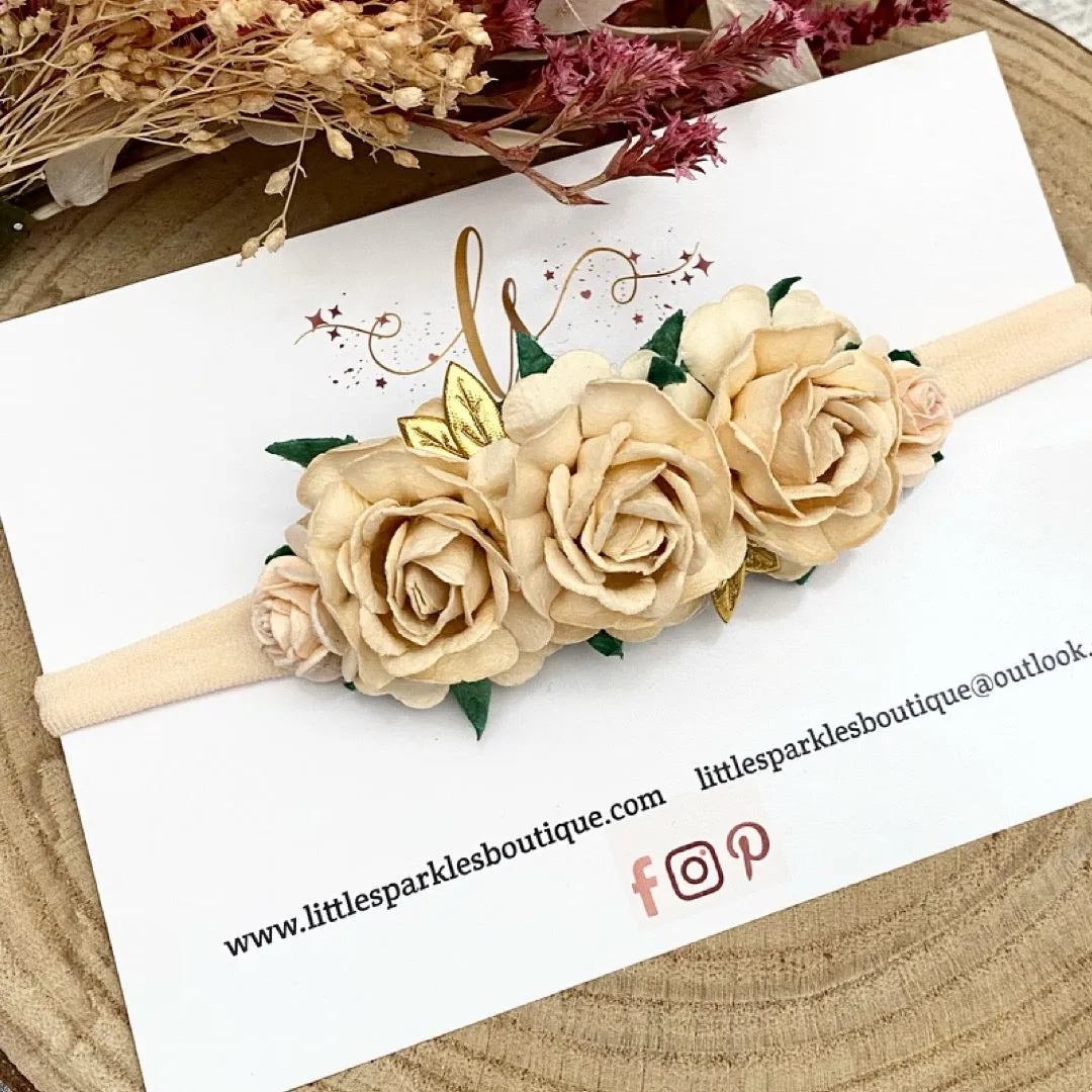 Large Ivory Tea Flower Headband