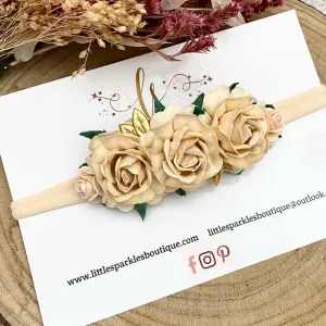 Large Ivory Tea Flower Headband