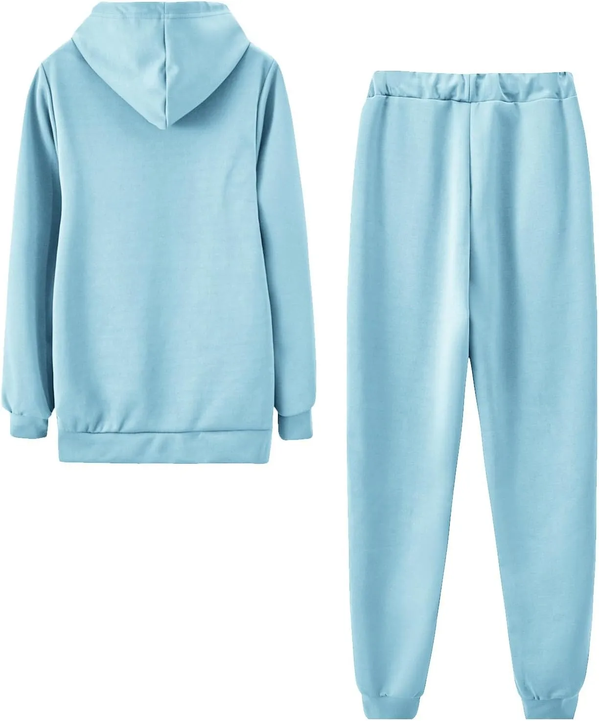Lastesso Women Track Suits 2 Piece Set Solid Loose Sweatsuit Outfits Long Sleeve Jackets Hood Baggy Sweatpants Soft Outwear