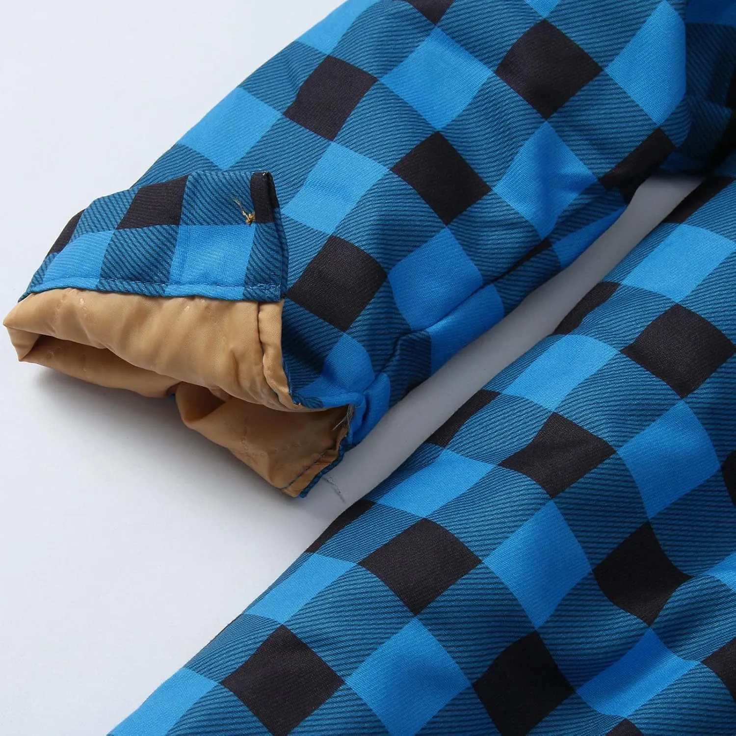 LCMTWX Mens Plaid Flannel Jacket Print Hooded Zipper Pocket Long Sleeve Shirt Patchwork Jacket Loose Fleece Button Down