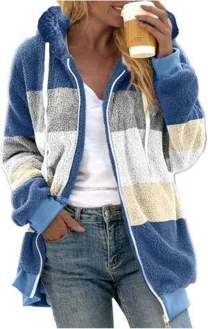 LCMTWX Winter Coats for Women 2023 Trendy Cute Hooded Pullover Sweatershirt Solid Artificial Full Zip Long Sleeve Casual