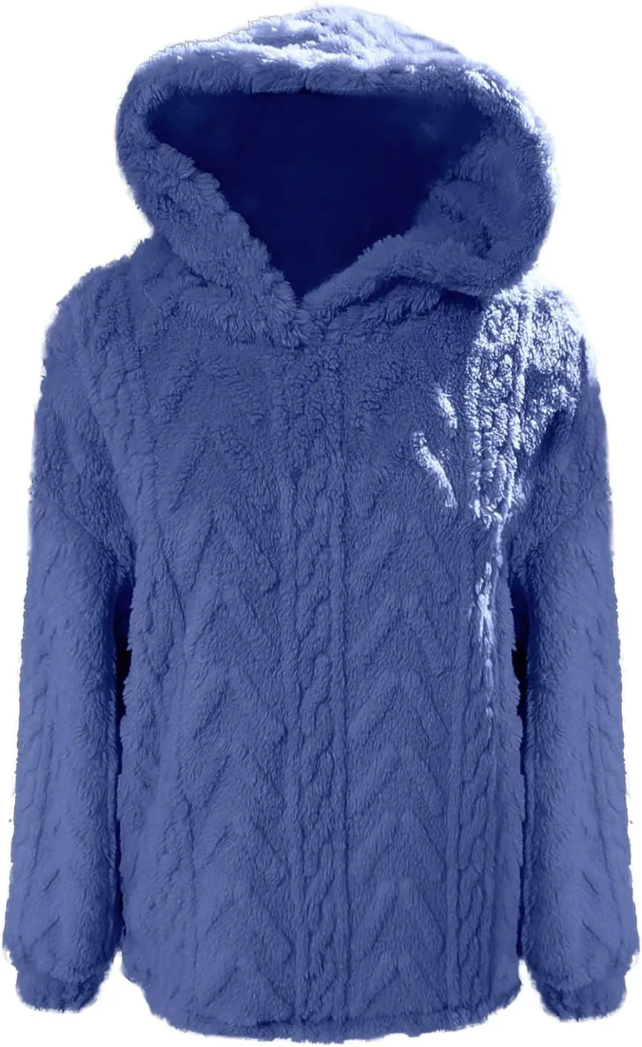 LCMTWX Womens 2023 Winter Fuzzy Fleece Jacket Solid Hooded Thickened Jacquard Long Sleeve Solid Oversized Fuzzy Fleece Fall