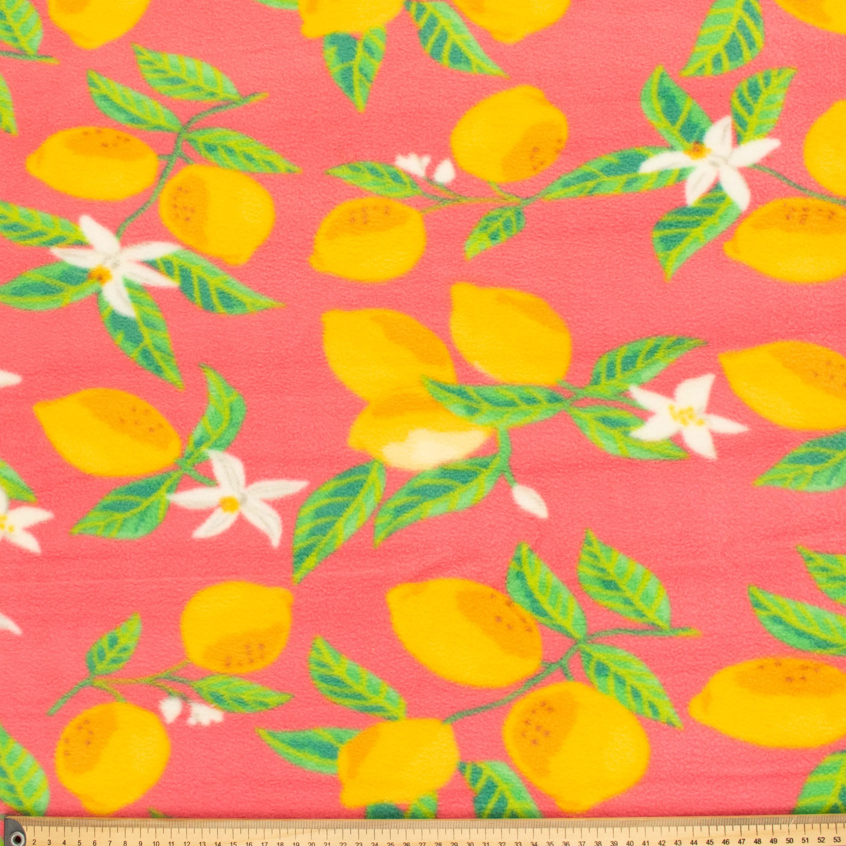 Lemon on Coral Printed Polar Fleece Design-A1
