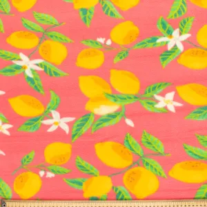 Lemon on Coral Printed Polar Fleece Design-A1