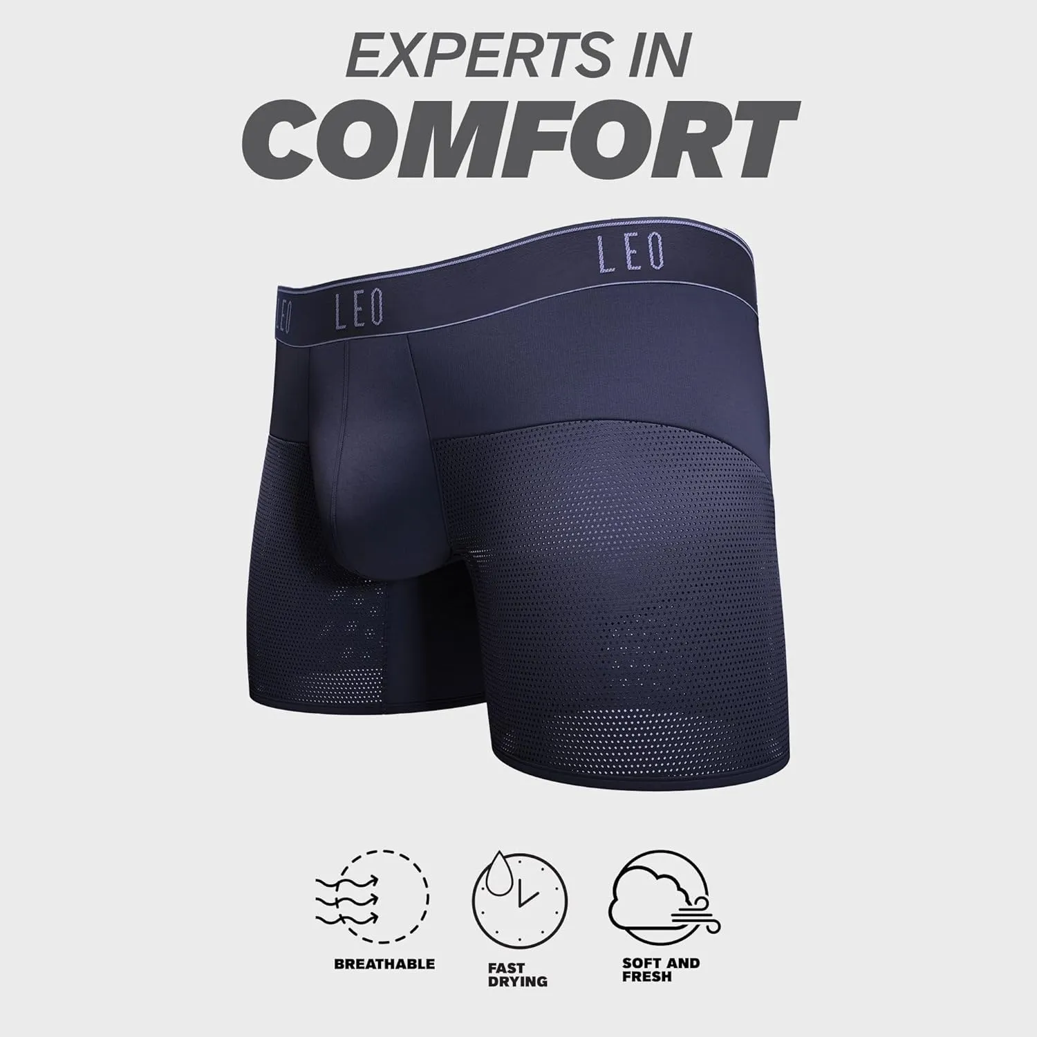 LEO Advanced Mesh Boxer Briefs - Breathable Mens Underwear