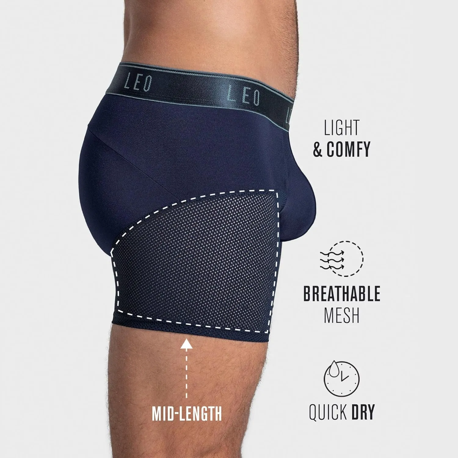 LEO Advanced Mesh Boxer Briefs - Breathable Mens Underwear