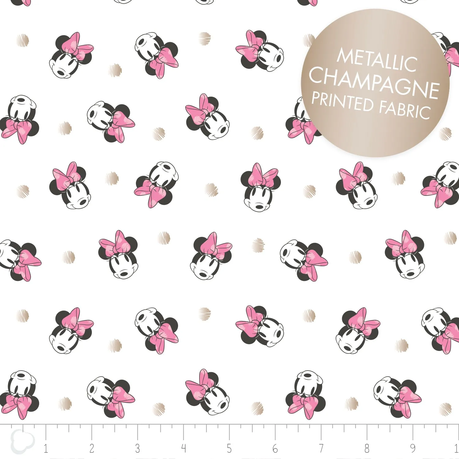 Licensed Disney Minnie Mouse Metallic Spots Cotton Fabric