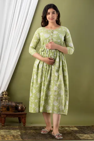Light Green Maternity Baby Feeding Dress