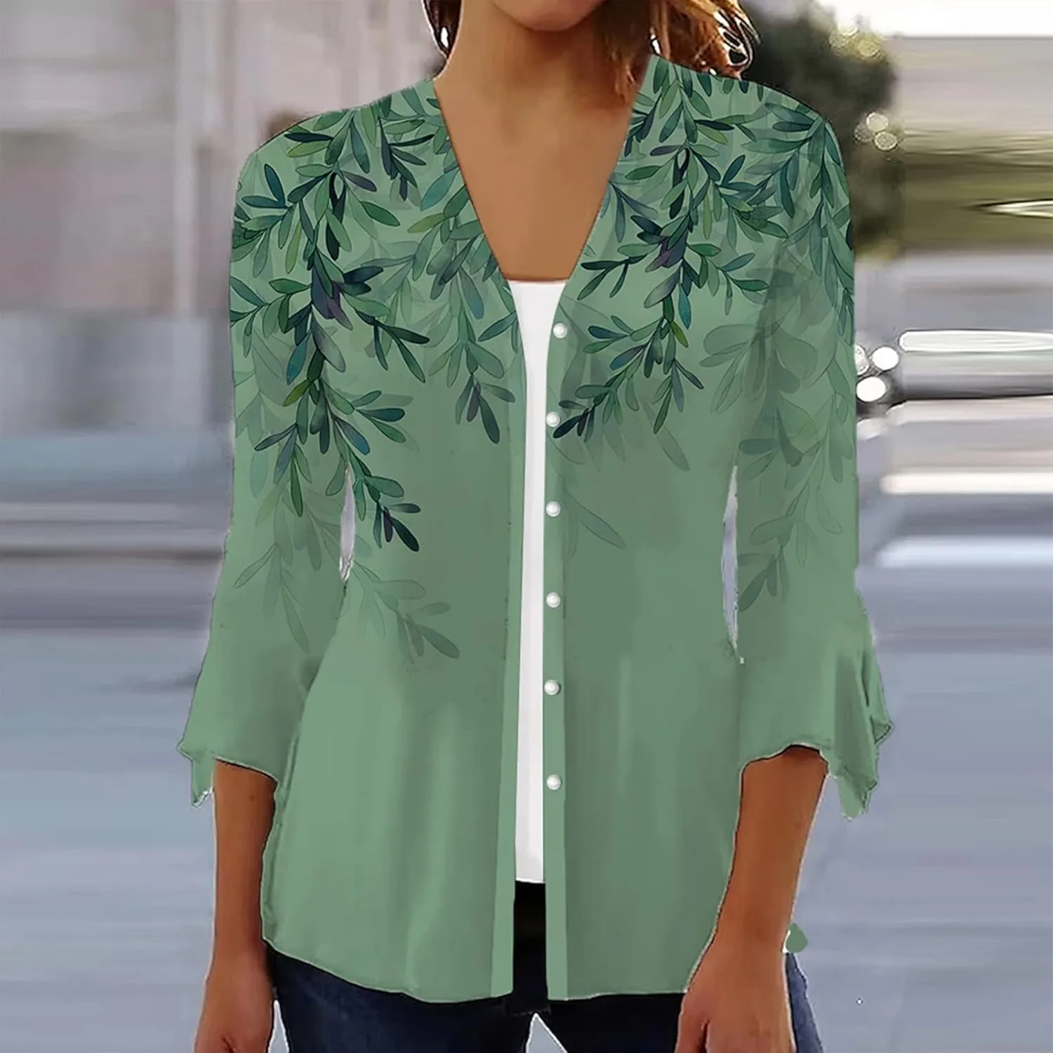 Lightweight Cardigans for Women Women's Casual Lightweight Open Front Cardigans Soft 3/4 Sleeve Cardigan