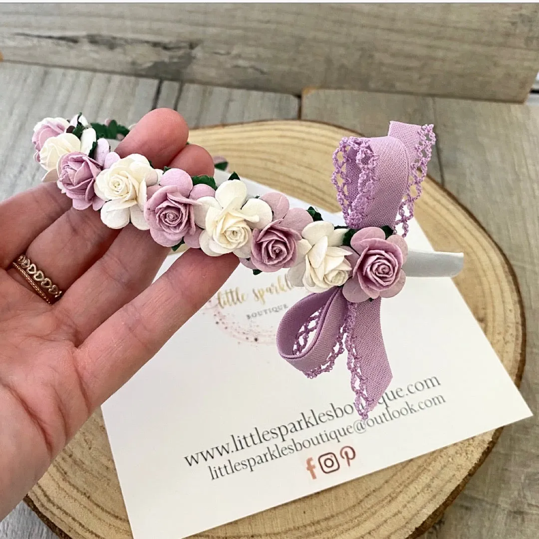 Lilac And White Alice Band
