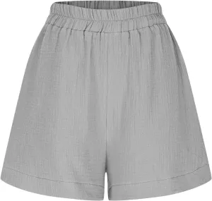 Linen Boxer Shorts for Women Comfy Summer Elastic Waist Pjs Bottoms Loose Sleepwear Lounge Pajama Shorts with Pockets