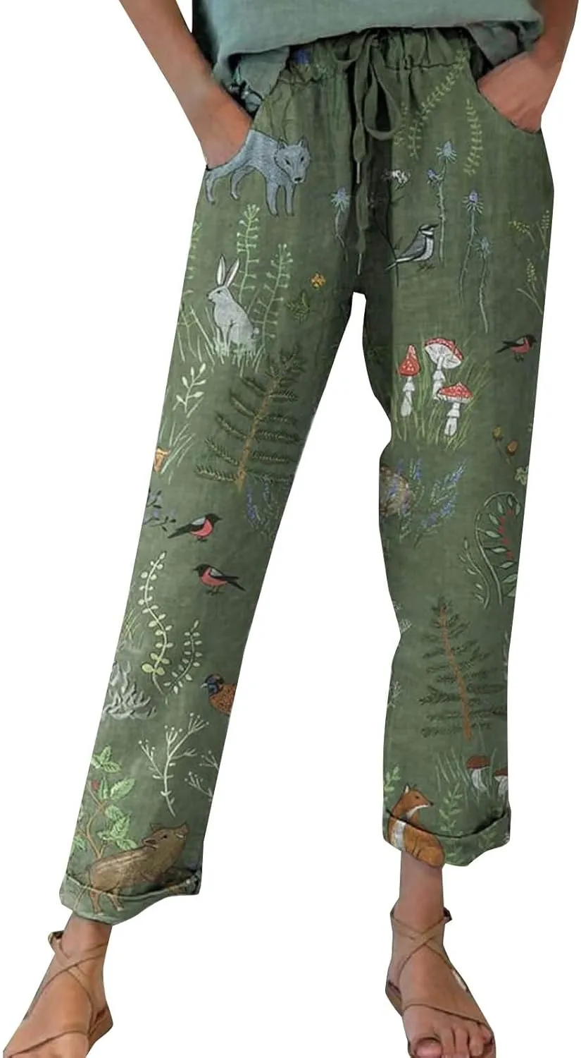Linen Slim Joggers Women Summer Cotton Linen Pants Ladies Womens Lightweight Cotton Robe