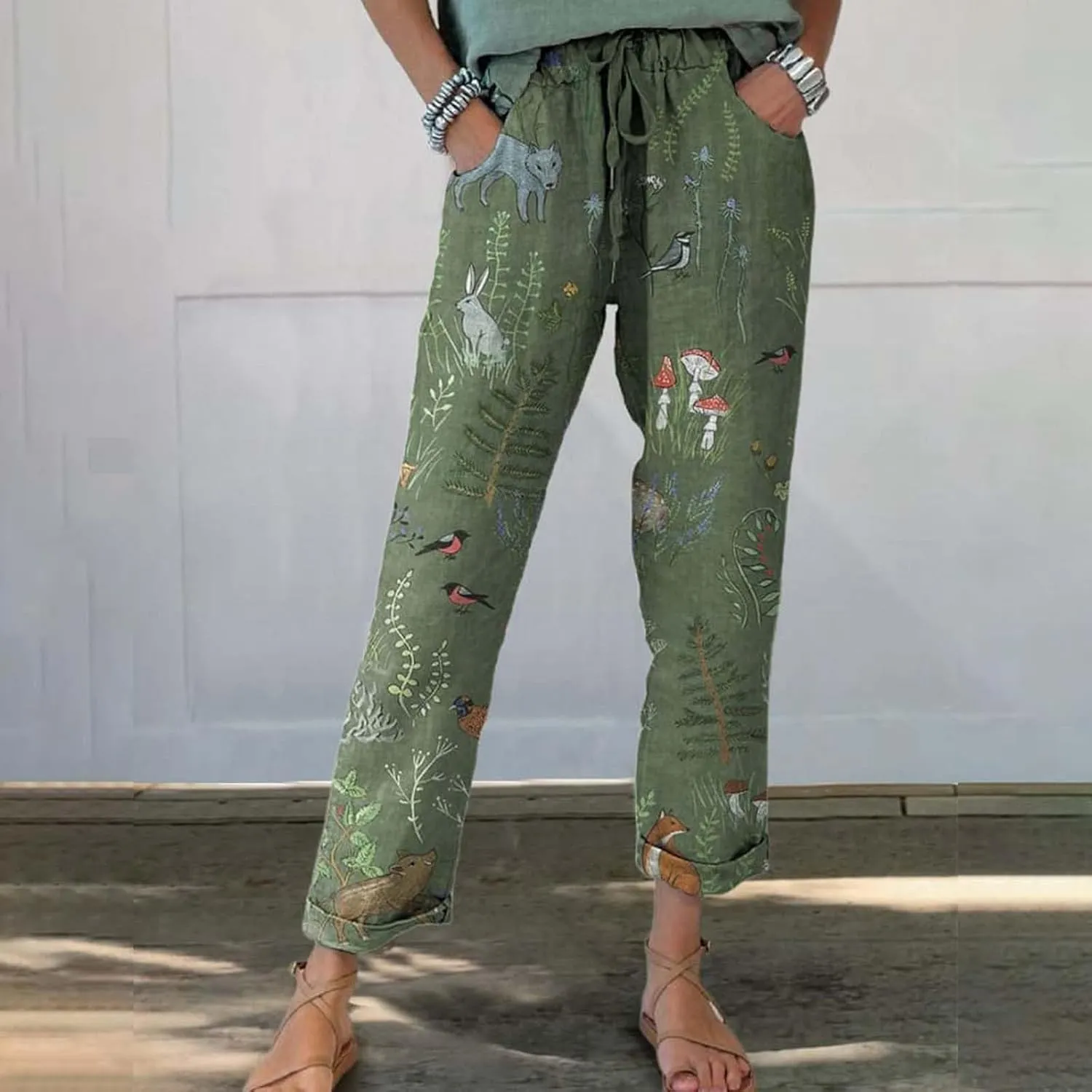 Linen Slim Joggers Women Summer Cotton Linen Pants Ladies Womens Lightweight Cotton Robe