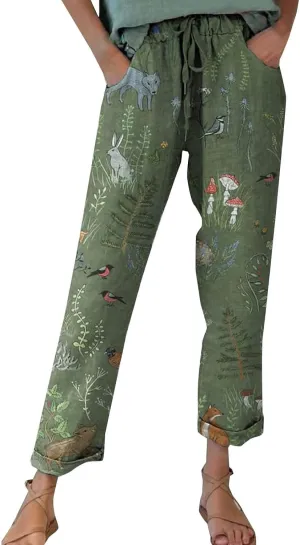 Linen Slim Joggers Women Summer Cotton Linen Pants Ladies Womens Lightweight Cotton Robe