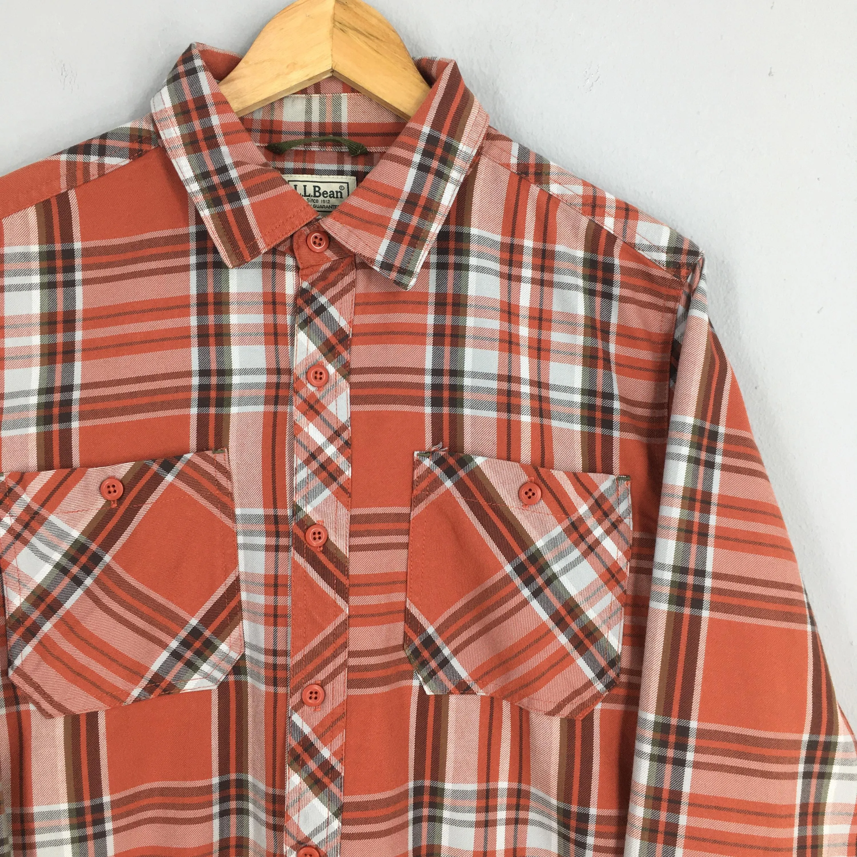 LL Bean Flannel Checkered Shirt Men Medium