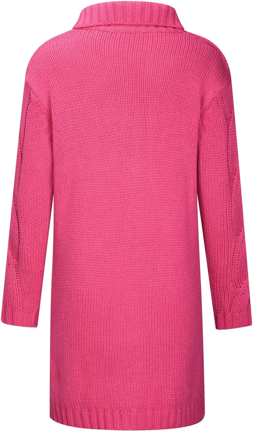 Long Cardigan Sweaters for Women Coats Cable Knit Casual Open Front Long Sleeve Sweater with Pockets