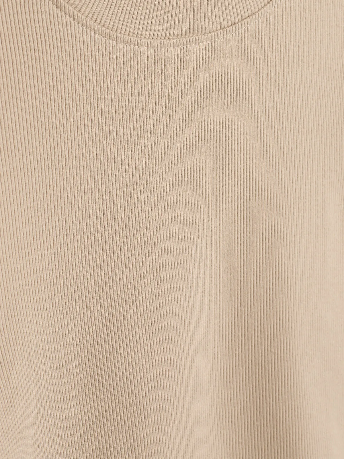 Long Sleeve Basic Rib T-shirt - Kids - Beige