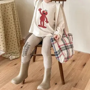 Long-Sleeved Casual Elmo Cartoon Tee